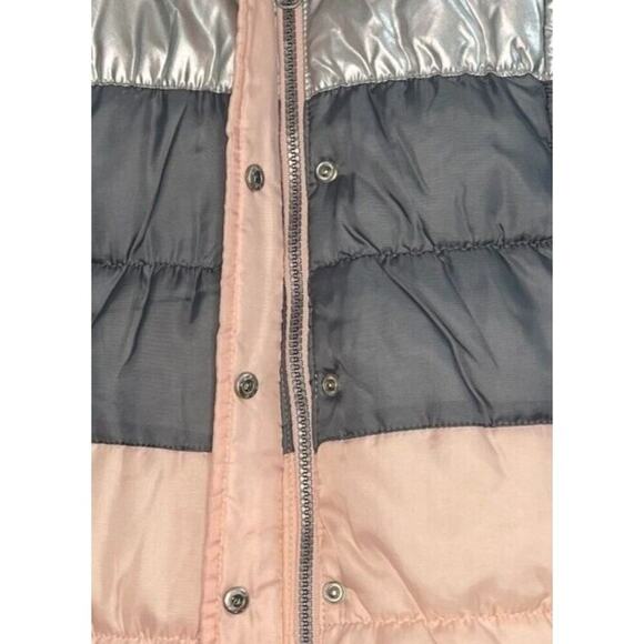 Little Lass Girls 6 Vest Metallic Puffer Hoodie Faux Fur School Fall Causal Warm - Picture 4 of 9